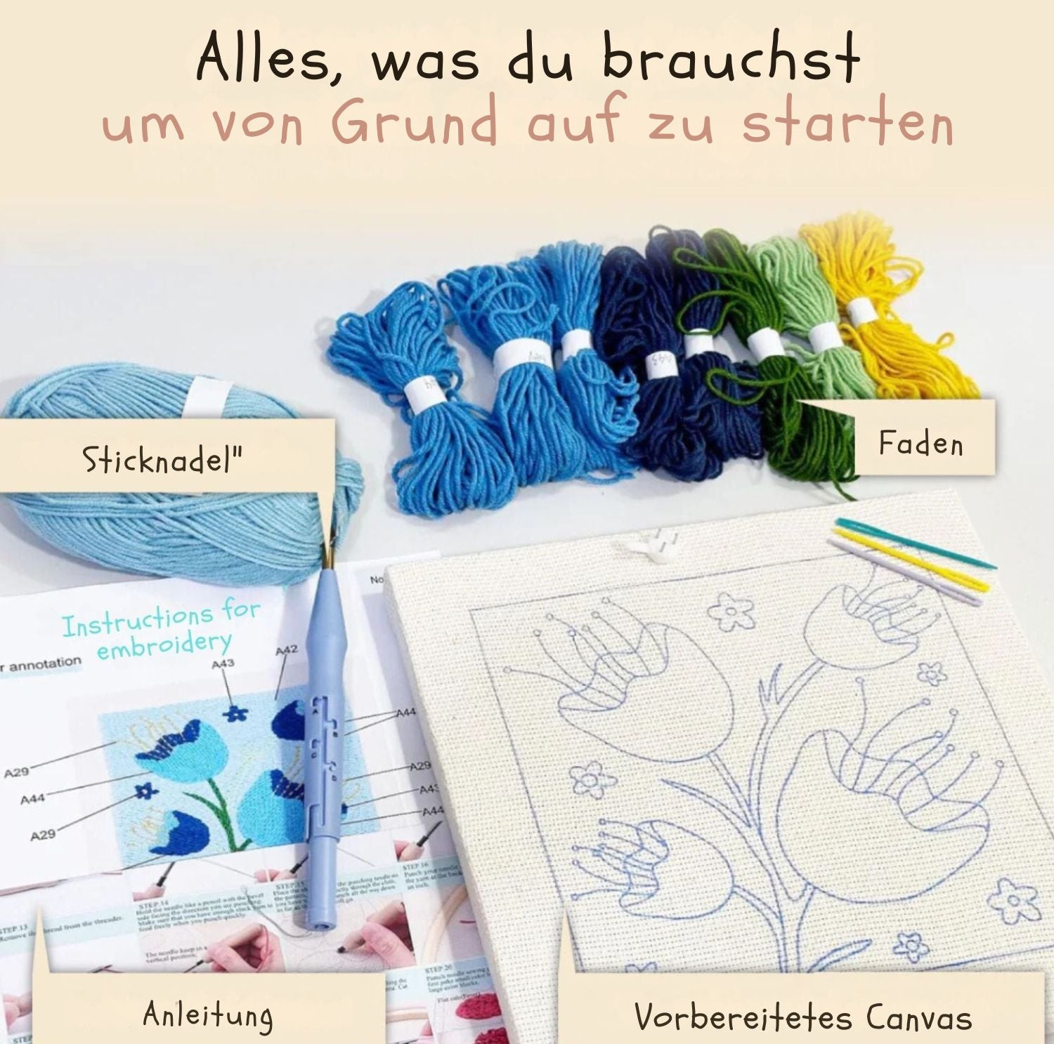 Serenosole™ ArtfulStitch | Entdecke ein neues, entspannendes Hobby | Komplettset (Du kannst sofort loslegen)