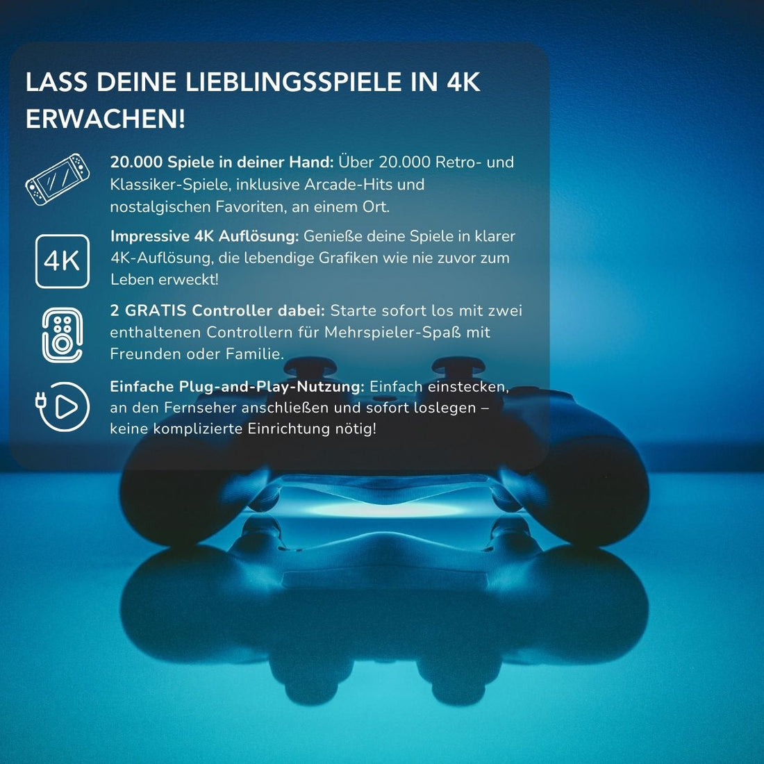 Serenosole™ UltraPlay 4K Spielstick | Retro-Spiele in beeindruckender 4K-Auflösung | Ultimatives Retro-Gaming in 4K