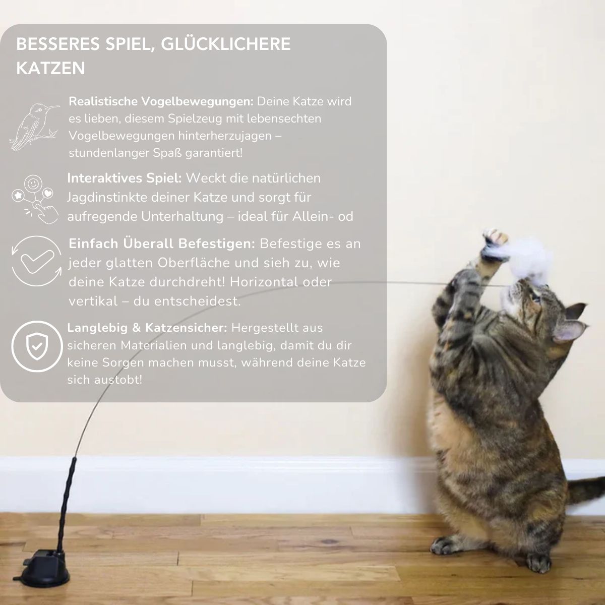 Serenosole™ BirdyWhisker Vogel-Simulationsspielzeug für Katzen | Stimuliere den natürlichen Jagdinstinkt einer Katze | Bester Jagdspielzeug 2024