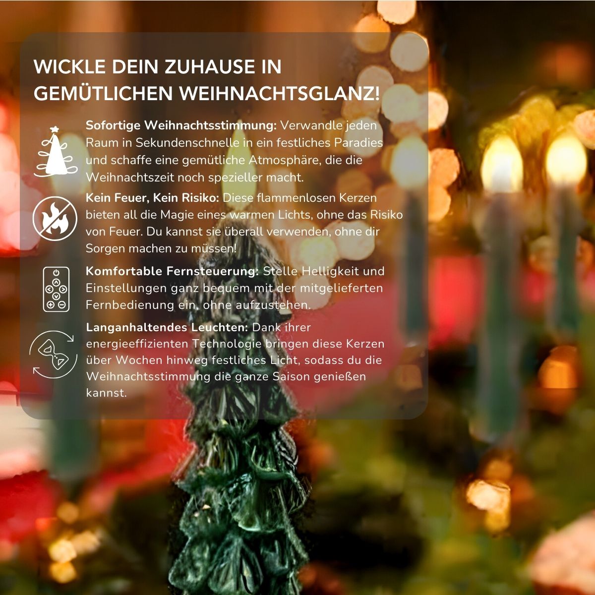 Serenosole™ CandleCharm Weihnachtskerzenlichter | Gemütliche Weihnachtsstimmung überall (Satz mit 3)