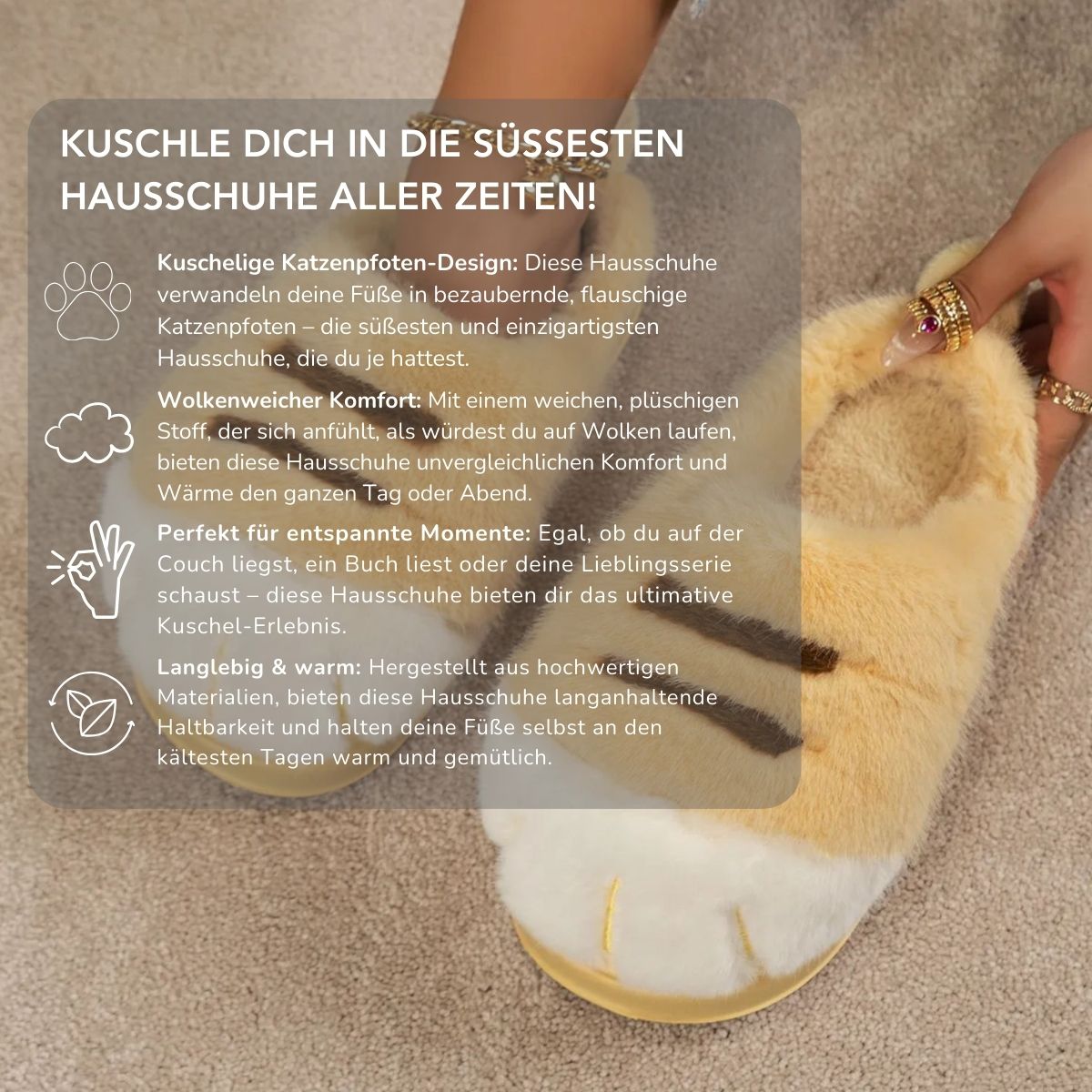 Serenosole™ CuddlePaws Gemütliche Pfoten Hausschuhe | Verwandelt deine Füße in kuschelige, flauschige Katzenpfoten | Süßeste Katzenpfoten-Hausschuhe 2024