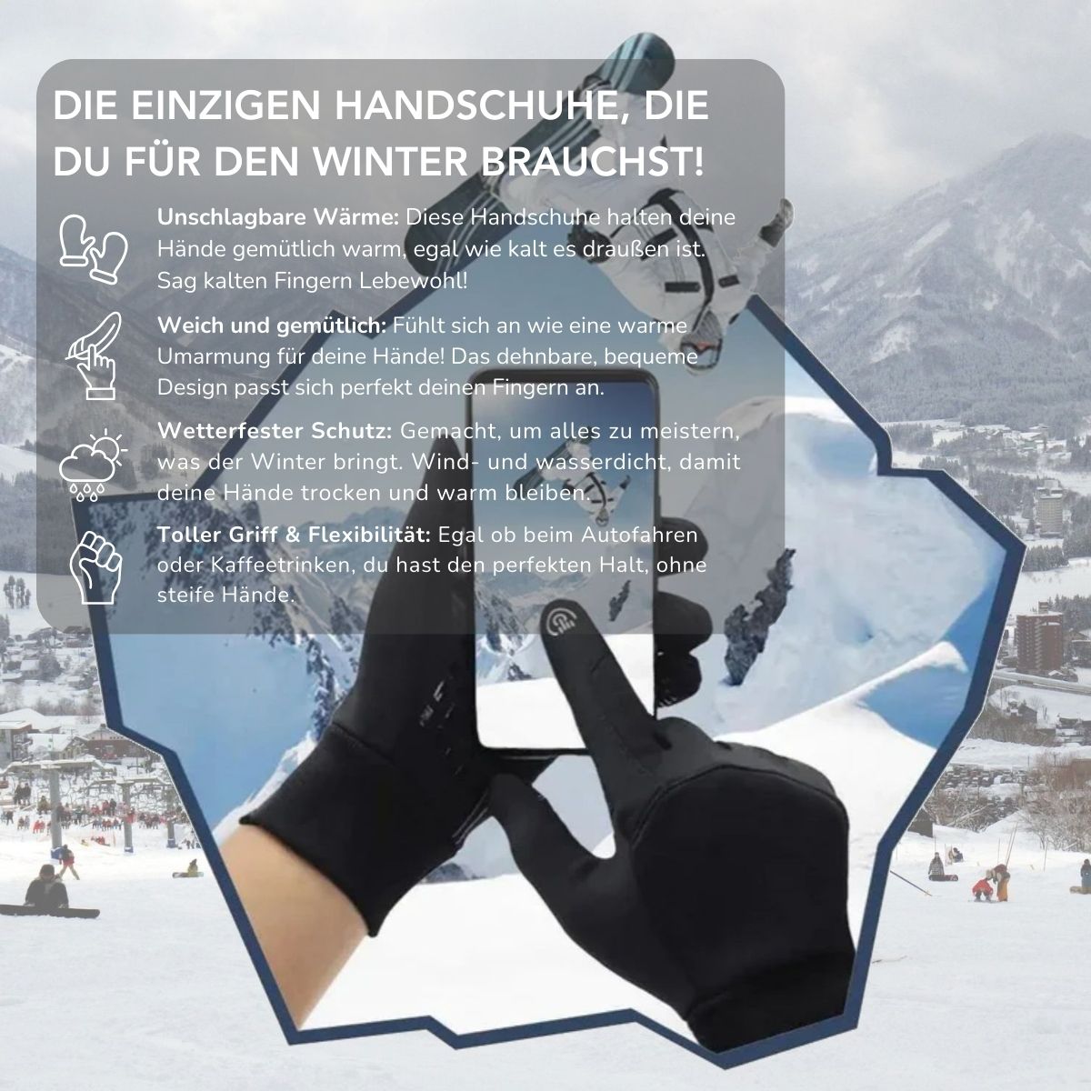 Serenosole™ WinterWave Winterhandschuhe | Den ganzen Tag warme Hände und wetterfesten Schutz | Kuscheligste Winterhandschuhe 2024