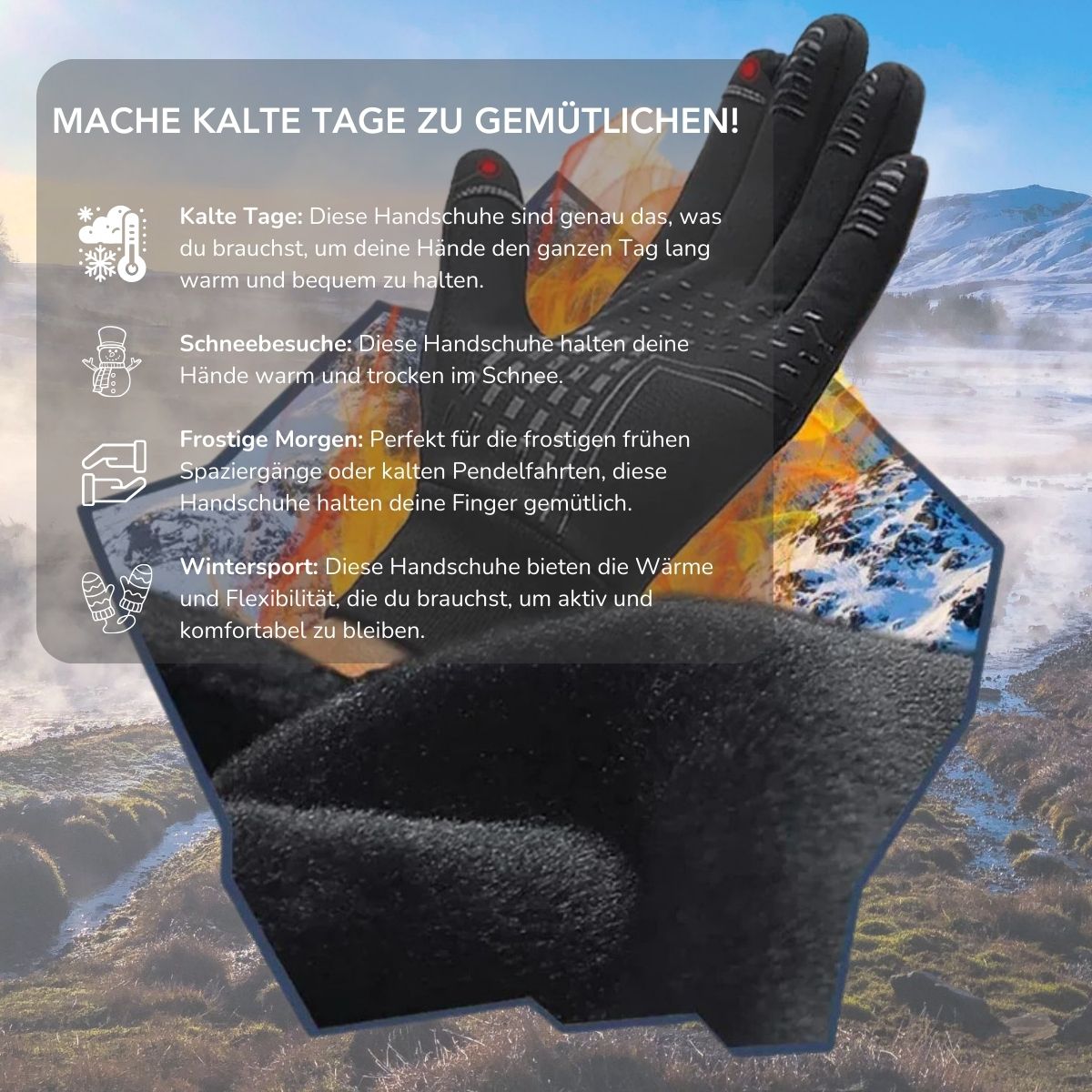 Serenosole™ WinterWave Winterhandschuhe | Den ganzen Tag warme Hände und wetterfesten Schutz | Kuscheligste Winterhandschuhe 2024