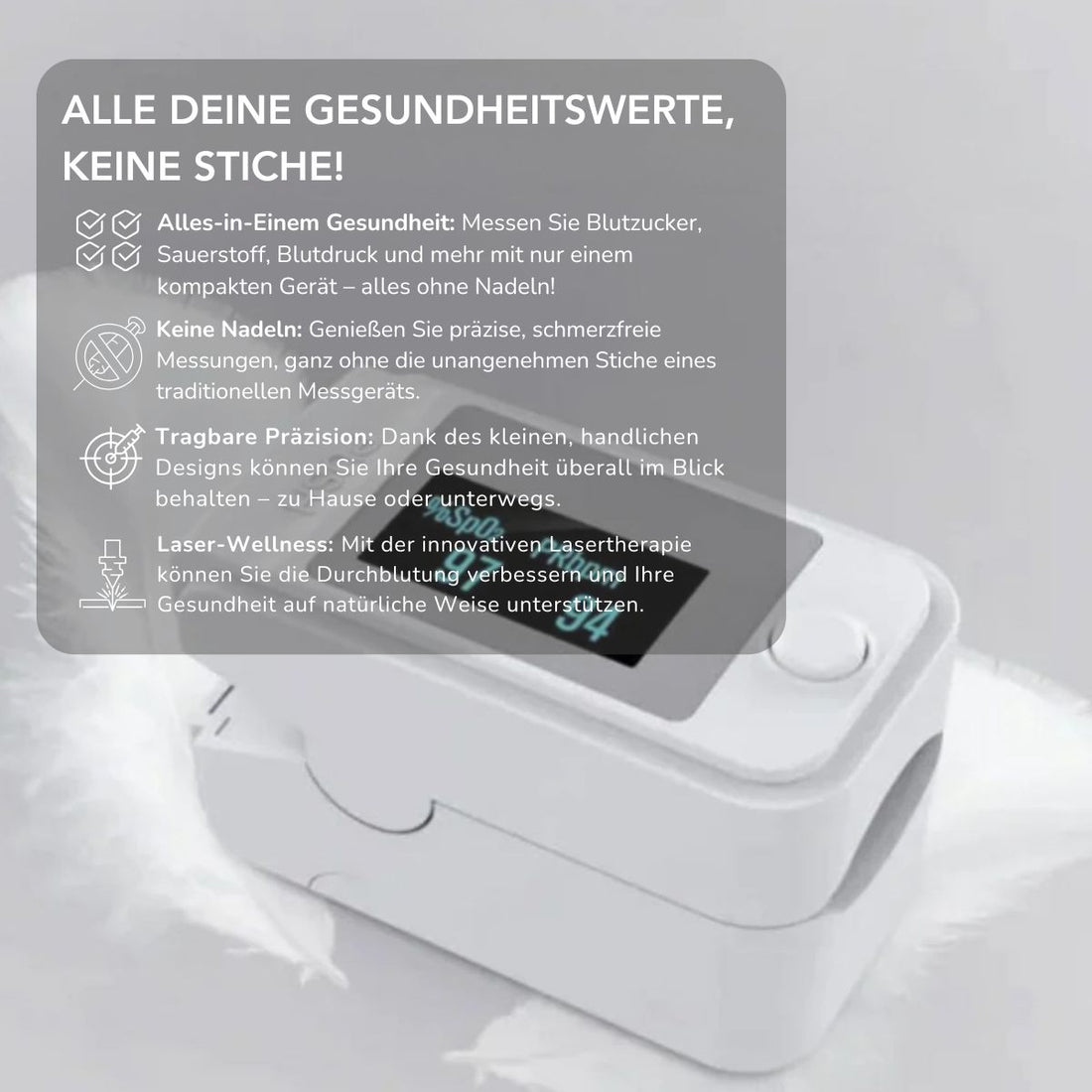 Serenosole™ GluCare Blutzuckermessgerät | Schmerzfreie Gesundheitsüberwachung mit High-Tech-Verstand