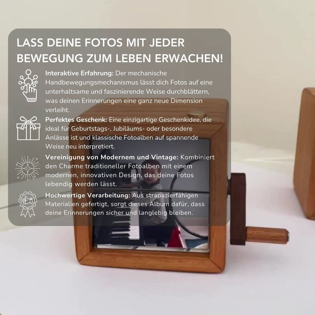 Serenosole™ Animotion Mechanische Handbewegungs-Fotoalbum | Blättere durch Fotos mit einem faszinierenden Handbewegungsmechanismus | Das Faszinierendste Fotoalbum 2024