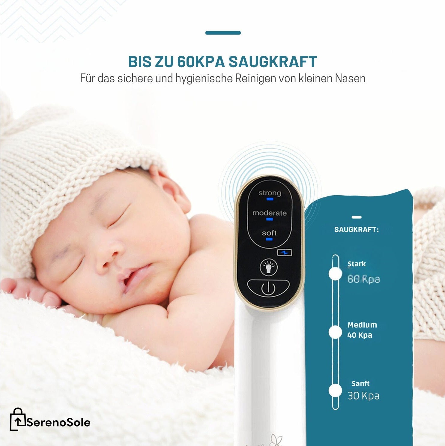 Serenosole™ BreatheEase Nasenreiniger | Reinigt die Nasenwege für leichtes Atmen | Beste Lösung für verstopfte Nase Baby 2024