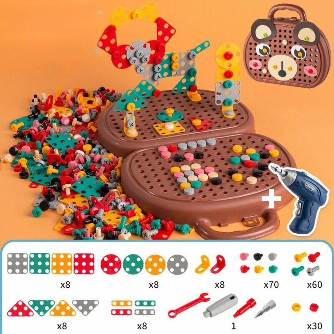 Serenosole™ PuzzlePlay Elektrisches Bohrmaschinen-Spielzeug-Set | Baue dein perfektes Puzzle und mache jedes Teil einzigartig | Das ultimative Puzzle-Erlebnis 2024