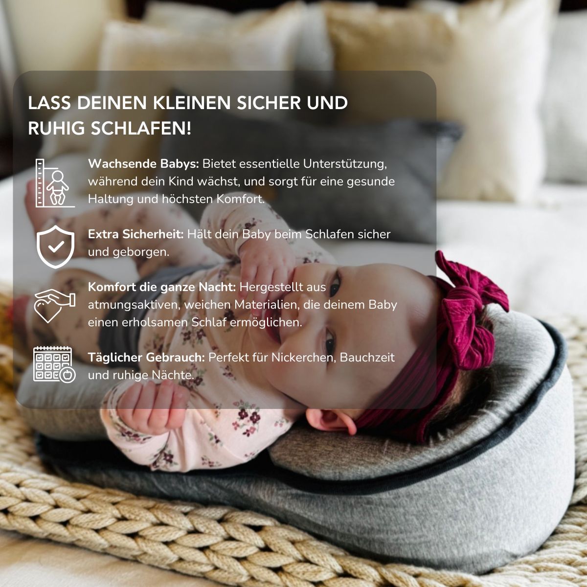 Serenosole™ BabyNest | Hilft deinem Baby, ruhig zu schlafen, mit sanfter Unterstützung für Kopf und Bauch | Ultimative Baby-Schlafunterstützung 2025