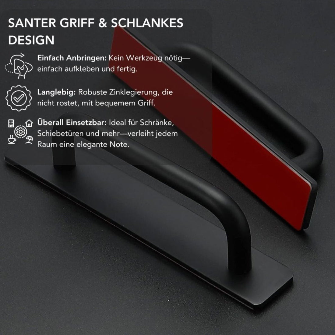 Serenosole™ StickMate Schrankgriff | Selbstklebende Cabinet Handles | Beliebteste Schrankgriffe 2024 (1+1 GRATIS)