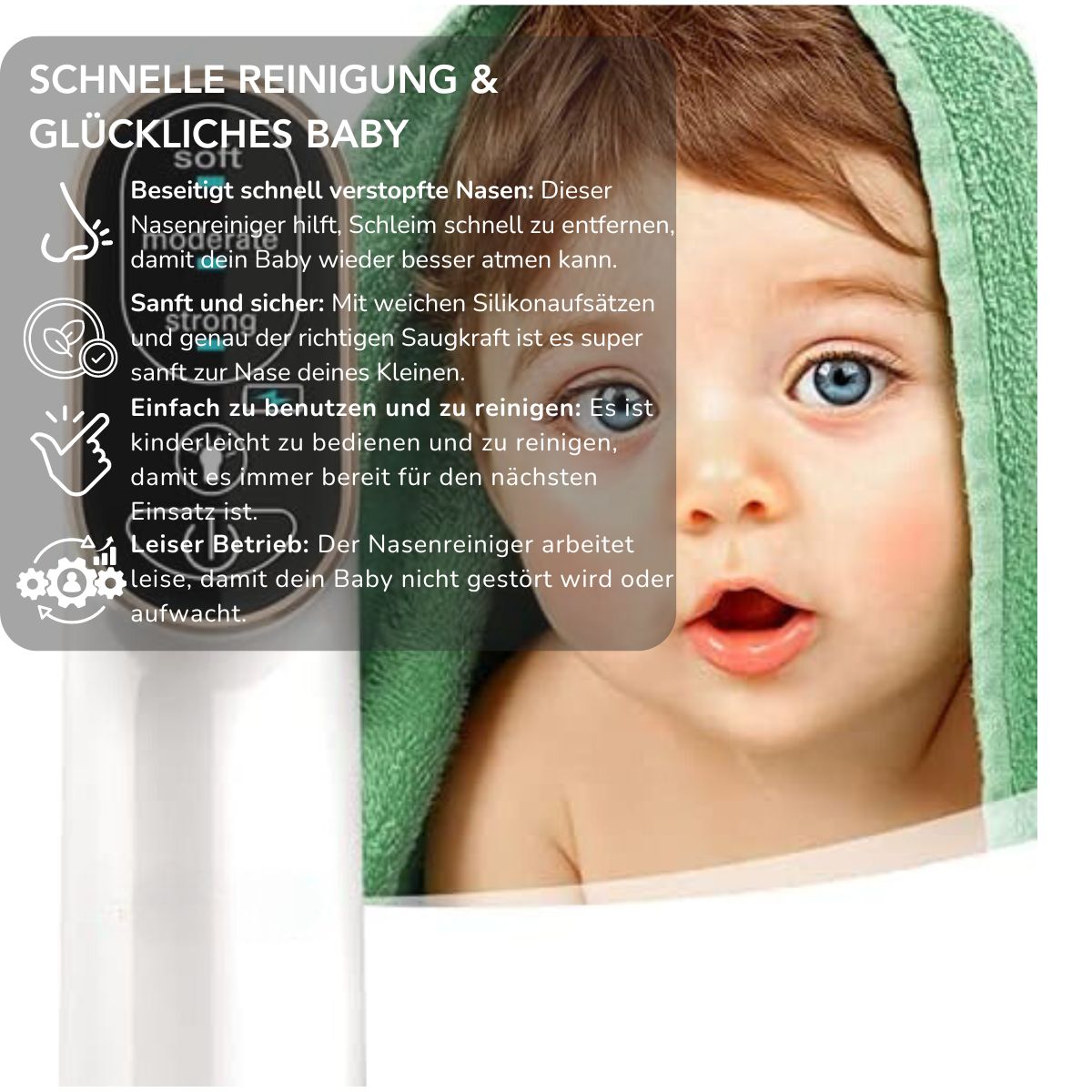 Serenosole™ BreatheEase Nasenreiniger | Reinigt die Nasenwege für leichtes Atmen | Beste Lösung für verstopfte Nase Baby 2024